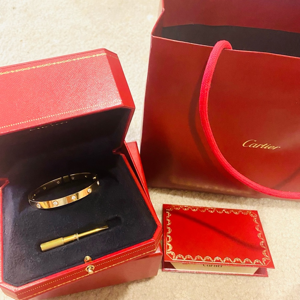 Cartier love bracelet 10 diamonds bracelet size 16